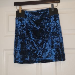 Blue velvet mini skirt